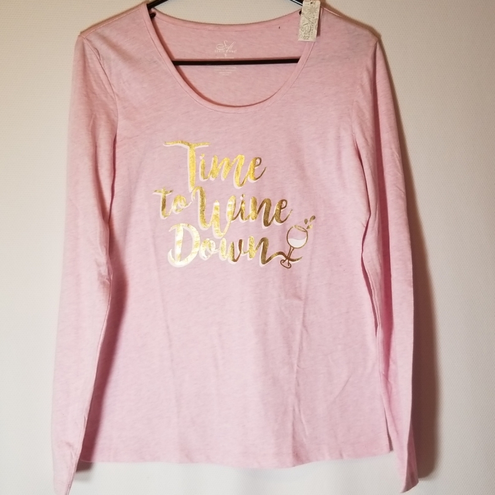 Time to wine down pink pajama top soft Sensations